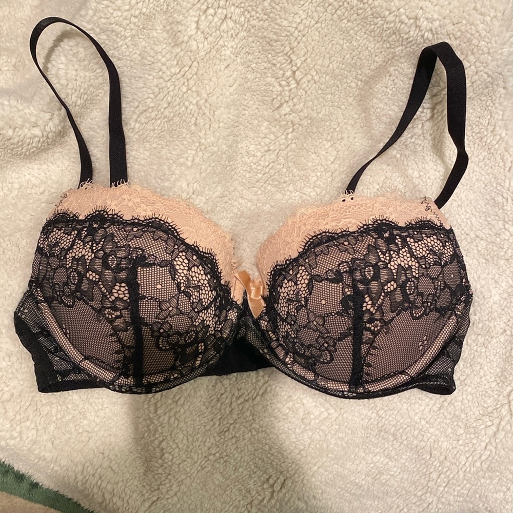 Adore Me pink and black balconette bra | 34D